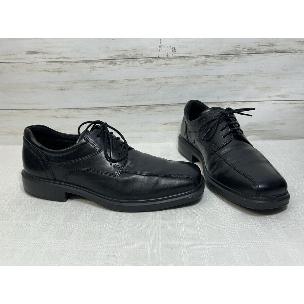 ECCO Helsinki 2 Mens Black Leather Slip On Dress Lace up Shoes Size 42 / 8-8.5